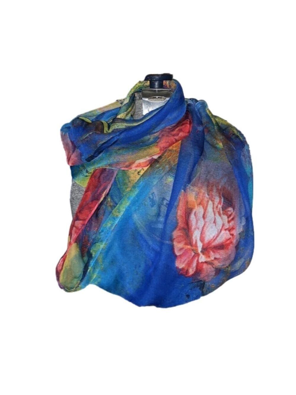Sheer, floral infinity scarf